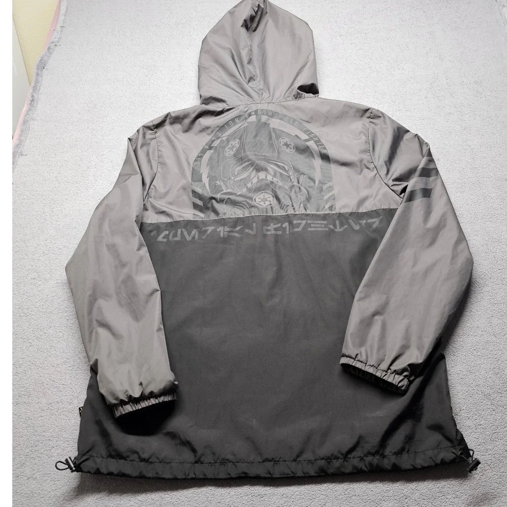 Star Wars TIE Fighter Anorak Windbreaker Jacket Grey Black Mens Large Pullover